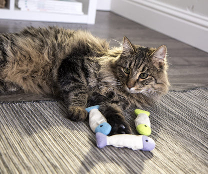 Fish Flop Crinkle Catnip Toys - Multi Color, 3 Count
