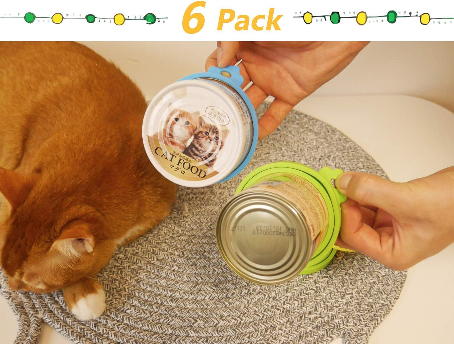 6-Pack Silicone Pet Food Can Lids (Universal Fit)