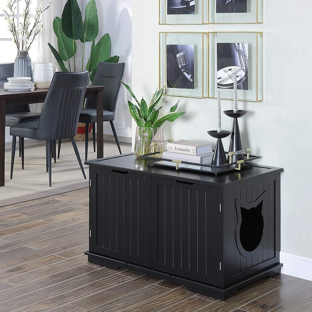 X-Large Designer Bench/Cat Litter Box Enclosure (Black)