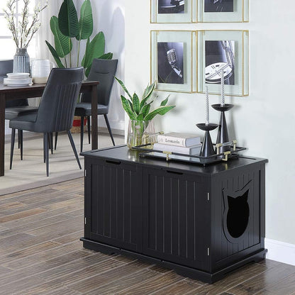 X-Large Designer Bench/Cat Litter Box Enclosure (Black)