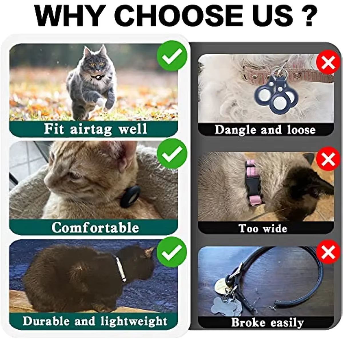 AirTag-compatible Cat Collar (Adjustable with Breakaway feature)