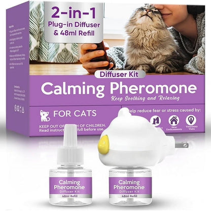 Cat Calming Pheromone Diffuser Starter Kit with Diffuser Head and 2 refills