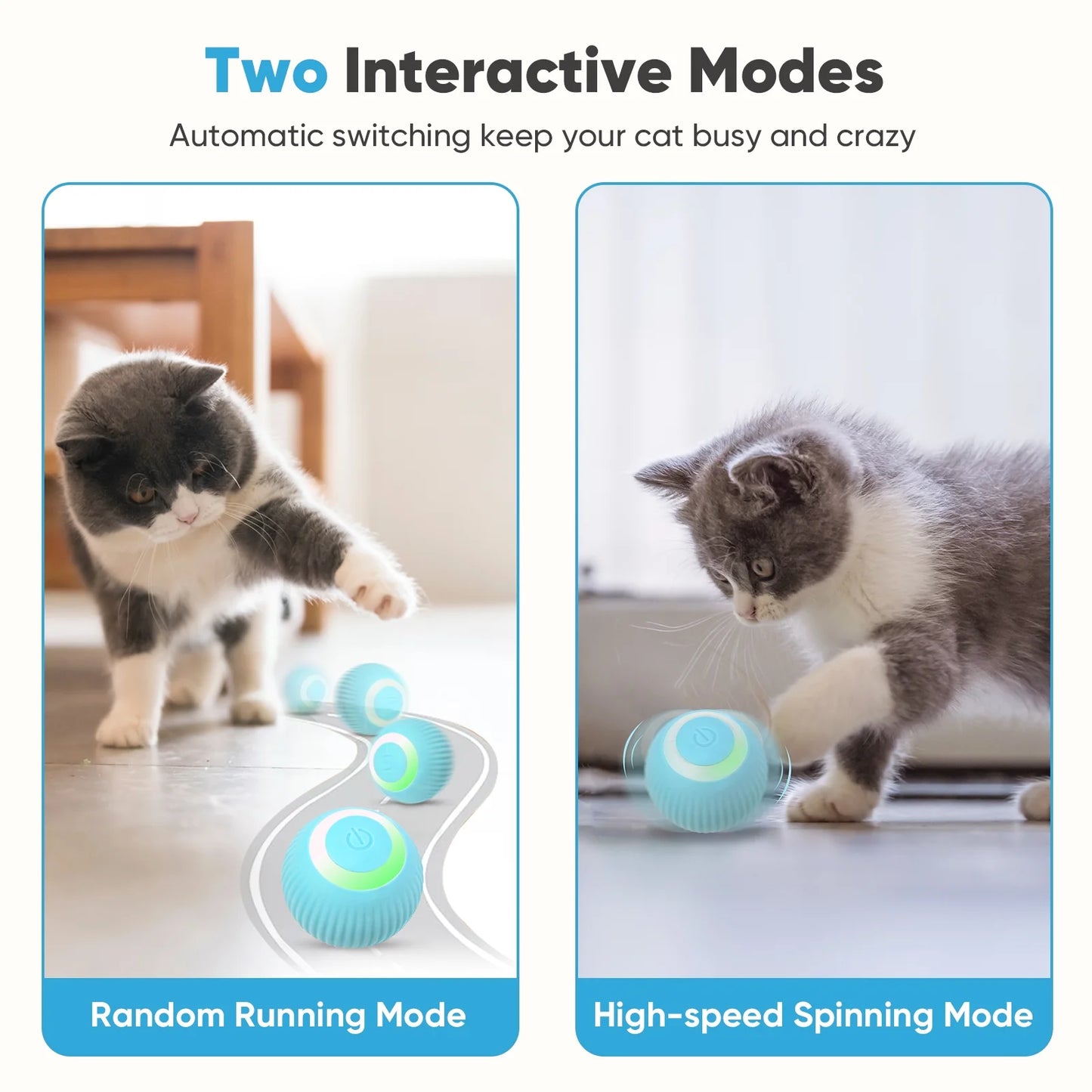 Interactive Rolling Ball, Rechargeable with LED Light