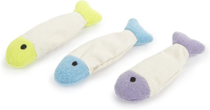 Fish Flop Crinkle Catnip Toys - Multi Color, 3 Count