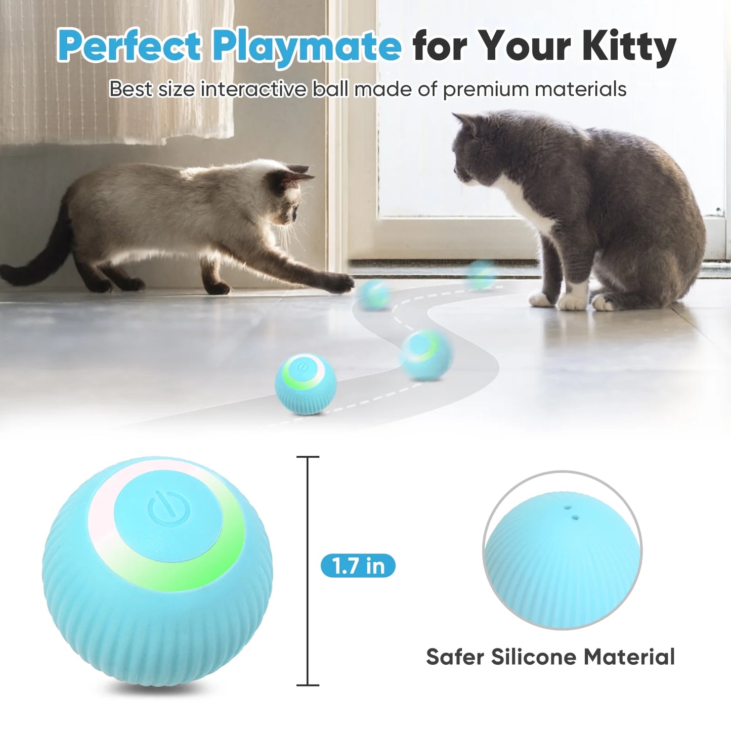 Interactive Rolling Ball, Rechargeable with LED Light