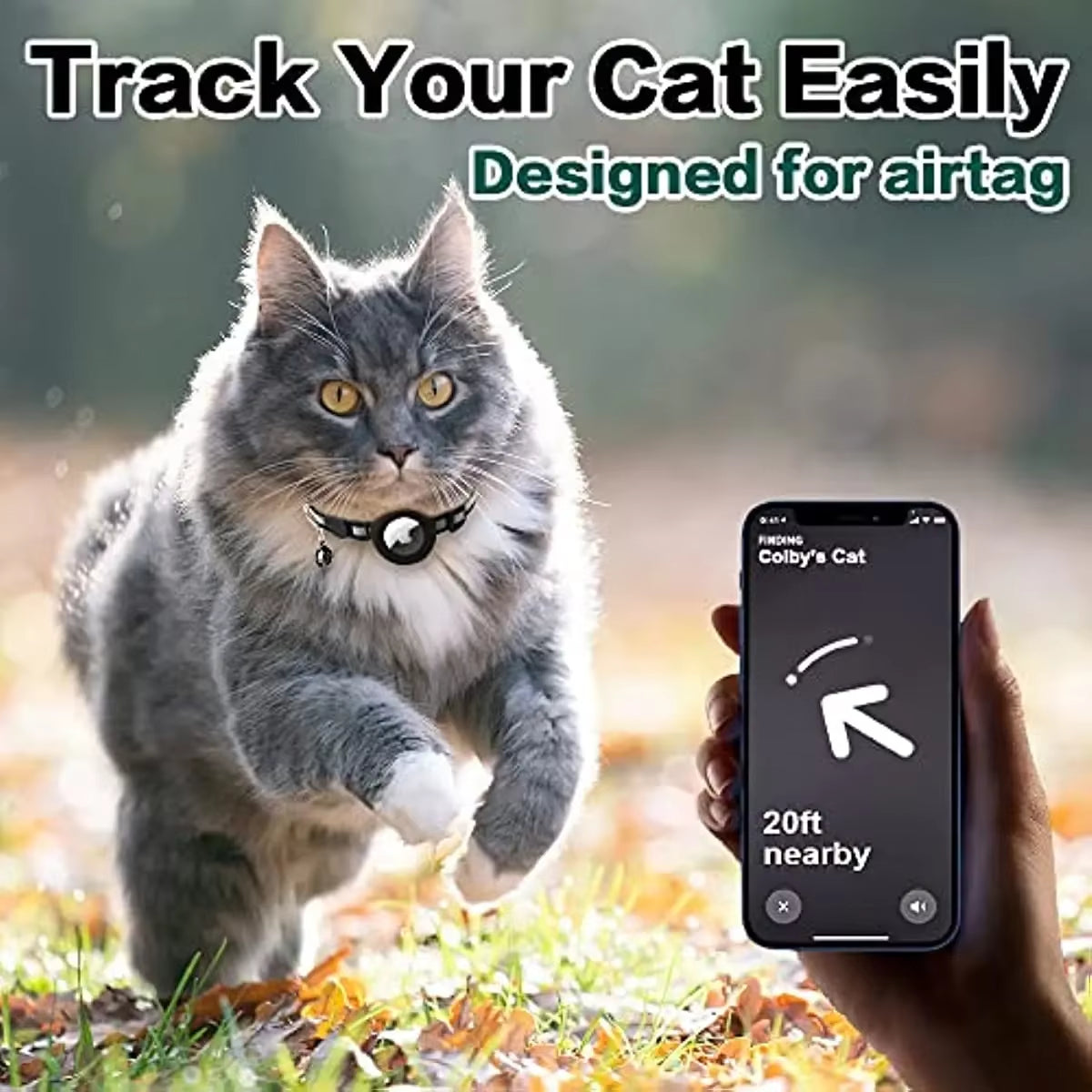 AirTag-compatible Cat Collar (Adjustable with Breakaway feature)