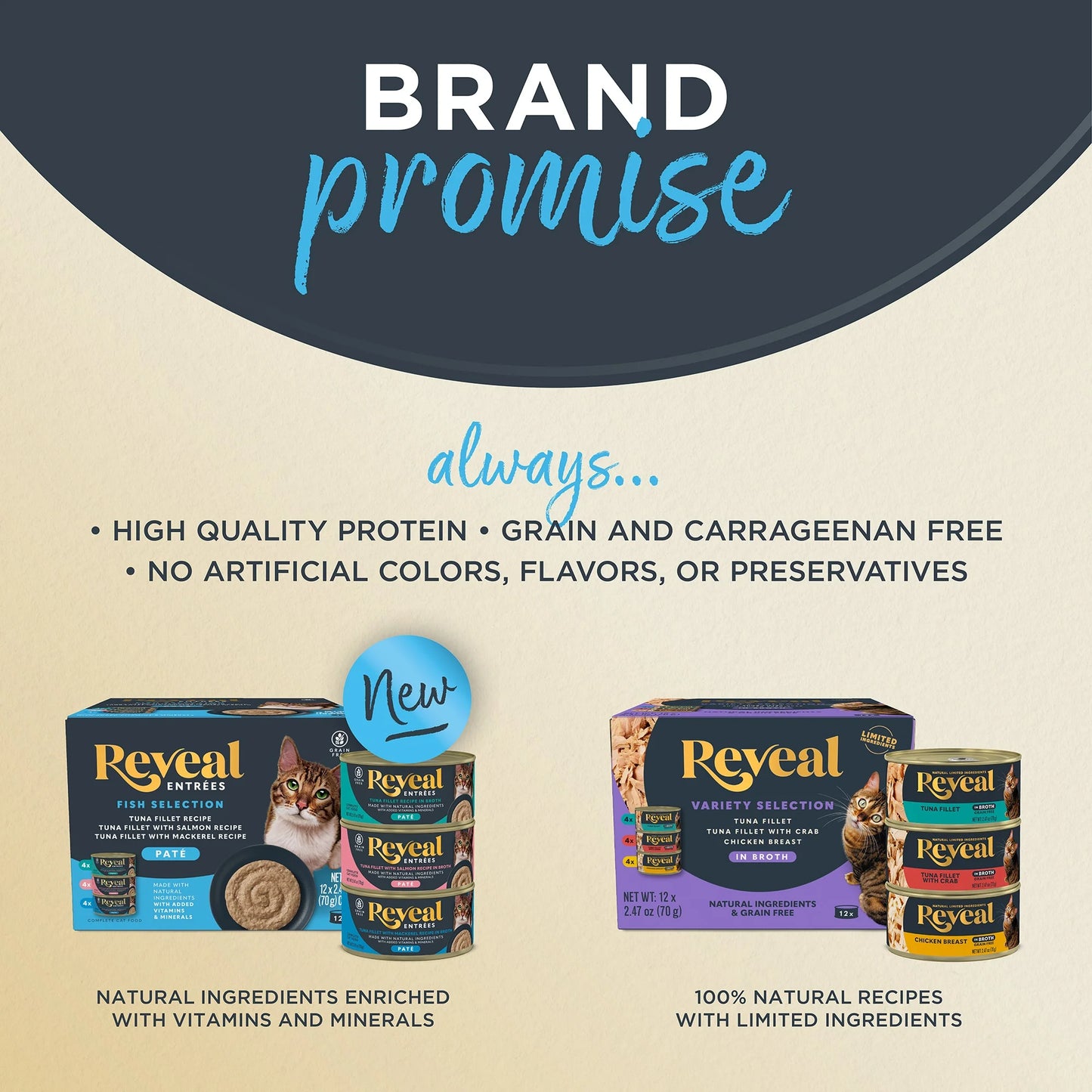 Reveal Natural Wet Cat Food, Fish & Chicken in Broth Variety Pack, 12 X 2.47Oz Pouches