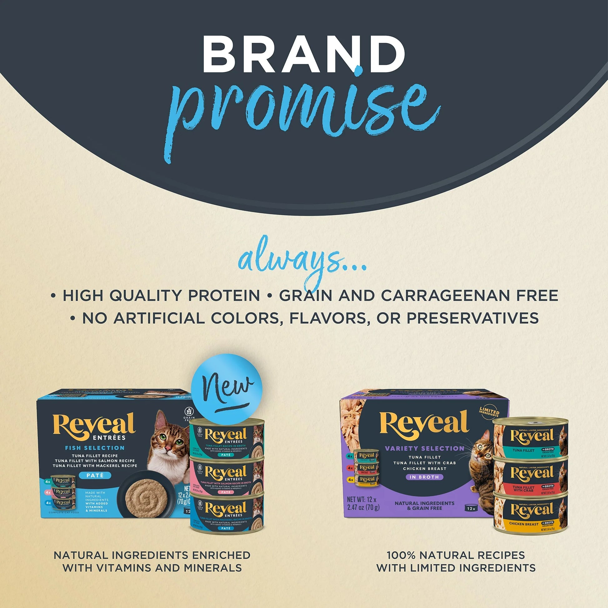 Reveal Natural Wet Cat Food, Fish & Chicken in Broth Variety Pack, 12 X 2.47Oz Pouches