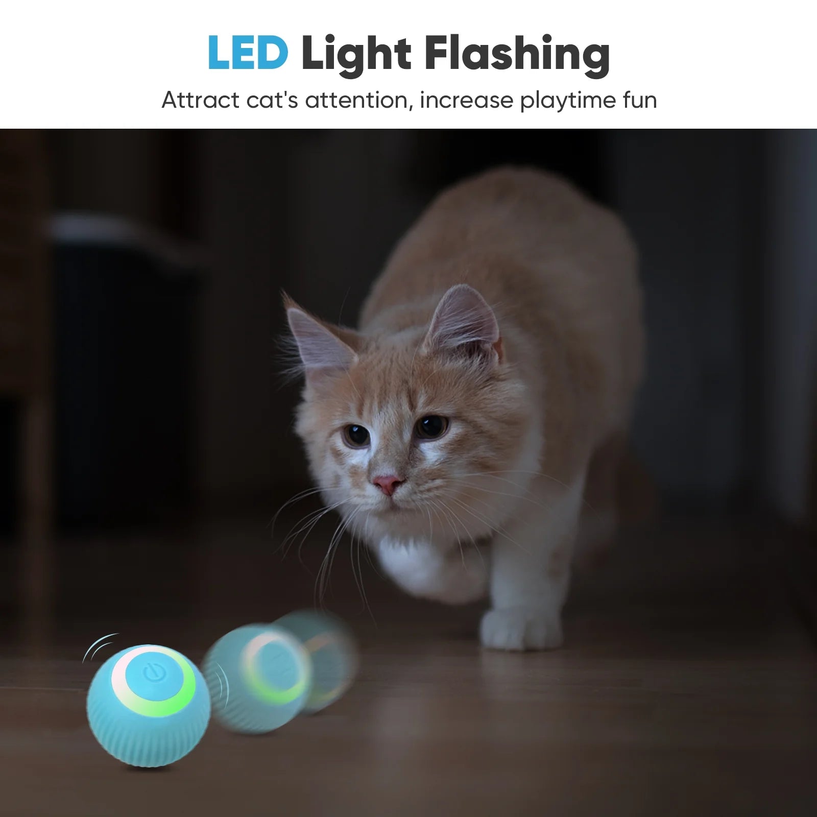 Interactive Rolling Ball, Rechargeable with LED Light