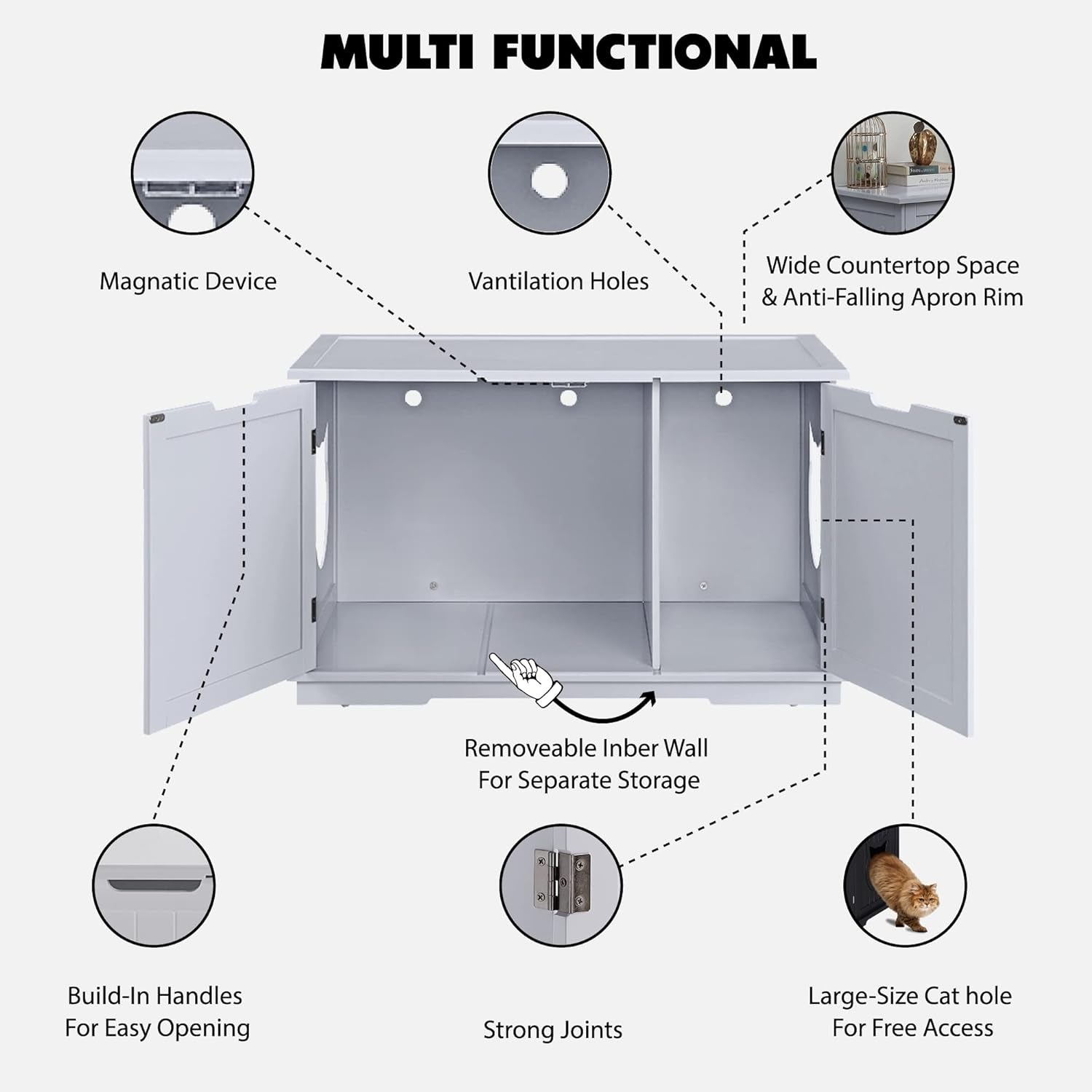 X-Large Designer Bench/Cat Litter Box Enclosure (Black)