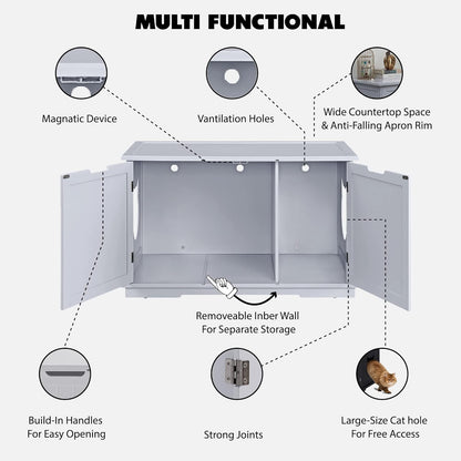 X-Large Designer Bench/Cat Litter Box Enclosure (Black)