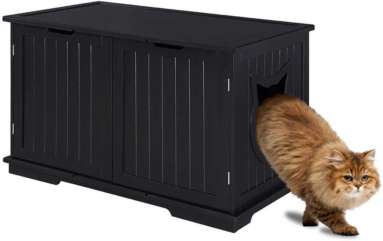 X-Large Designer Bench/Cat Litter Box Enclosure (Black)